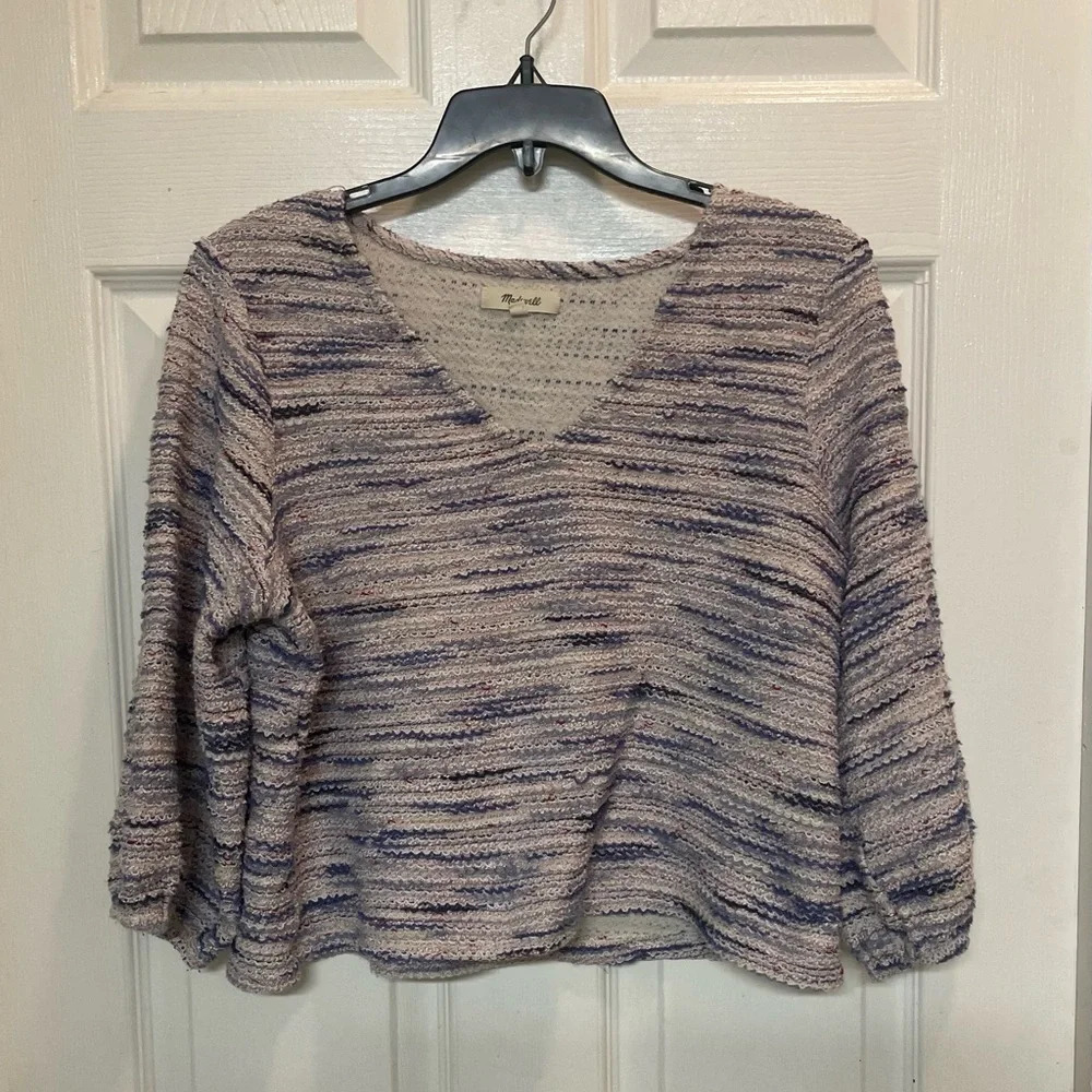 Madewell Rainbow Jacquard Full-Sleeve Top V Neck Boho Artsy Size Large
